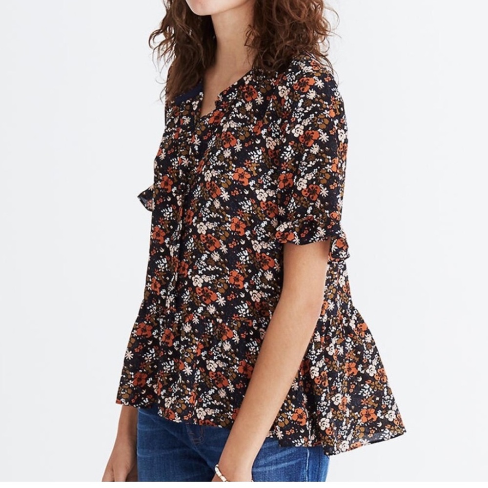 Madewell 100% Silk floral top Size S